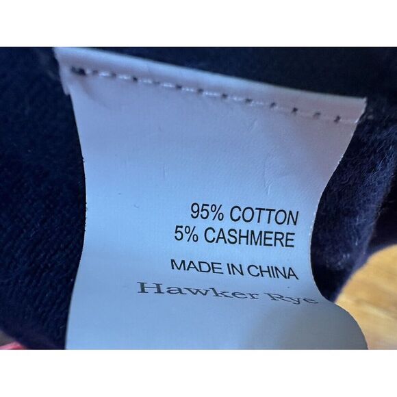 Hawker Rye‎ Sweater Mens Size Large Navy Blue 95% Cotton 5% Cashmere Crew Neck - Picture 6 of 8